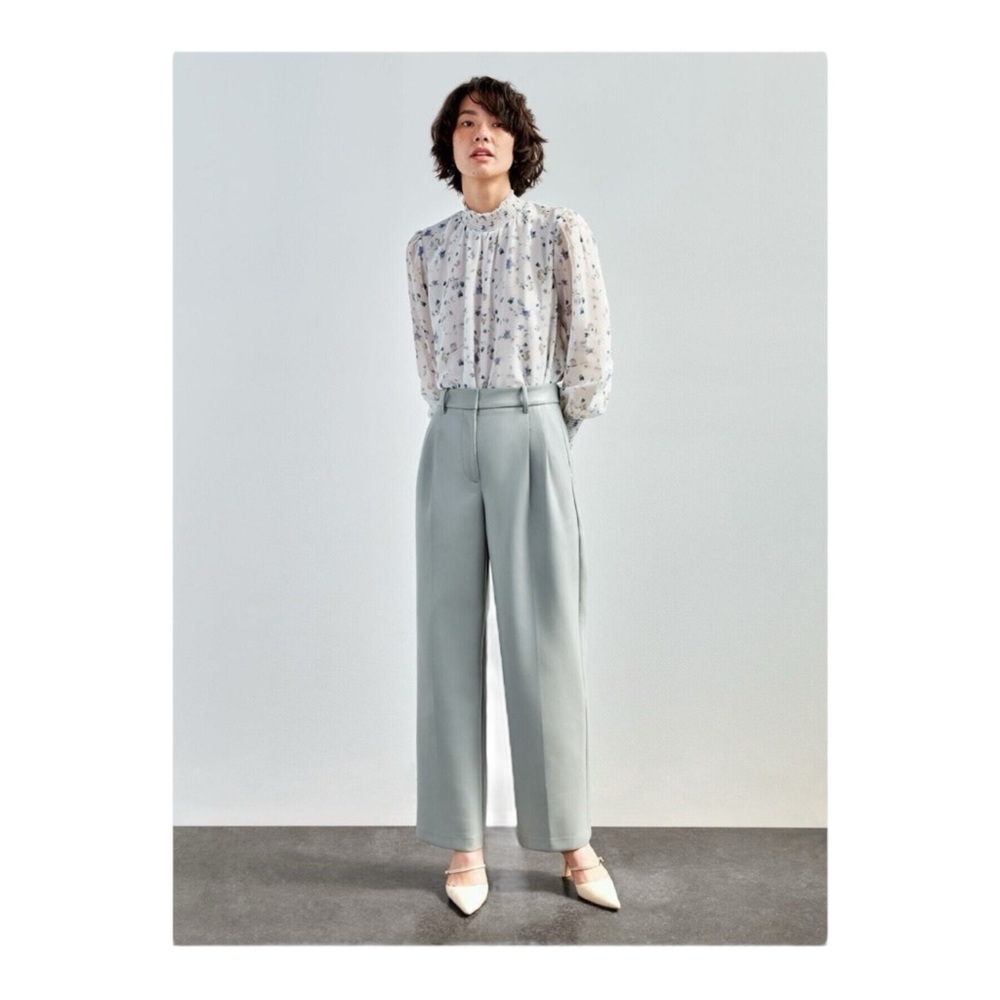 Wilfred effortless faux leather Wide Leg  Trousers in Sage Green size 0